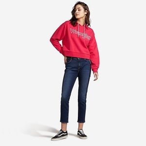 Wrangler cropped logo hoodie HOT PINK oversized Ca